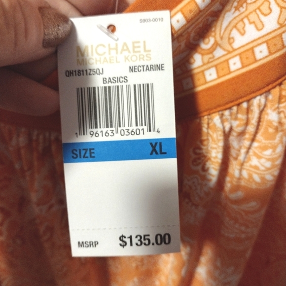 Michael Kors NWT Beautiful Orange and Cream Paisley Dress - Picture 5 of 7